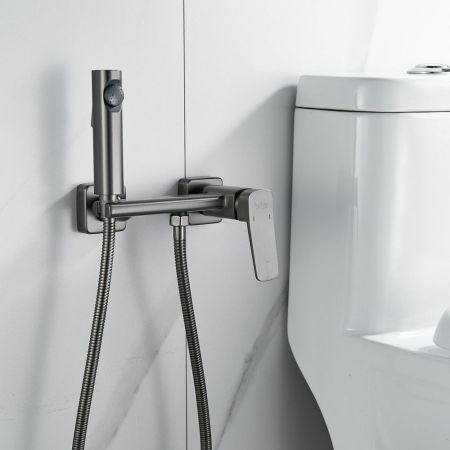 Гигиенический душ со смесителем Raffine F0599T-1, оружейная сталь