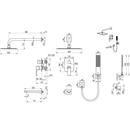 Душевая система Lemark Ursus встраиваемая (LM7222BG), артикул LM7222BG