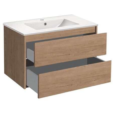 База под раковину Gio 800 подвесная, 2 выкатных ящика soft-close, N.Oak, артикул VMC-2G800NO