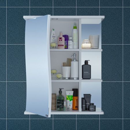 Зеркальный шкаф СаНта Волна 60 с подсветкой, левый 101015, артикул 101015