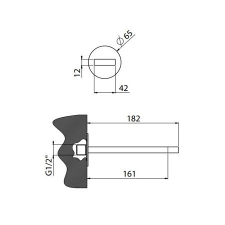 Излив, Carimali, MySpring, настенный встраиваемый, вынос излива, мм-161, стандарт подводки-1/2", цвет-хром, артикул 0-SPZ2900-CR