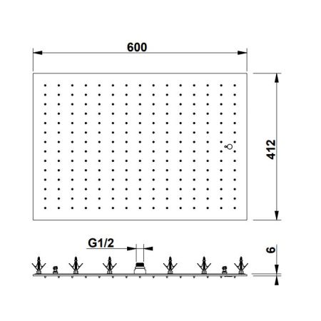 Bongio Soffioni Верхний душ прямоугольный 412*600 мм, цвет золото, артикул 00888OR64