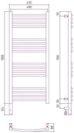 Полотенцесушитель электрический "БОГЕМА 3.0" 1000х400 / МЭМ левый (Состаренная латунь), артикул 051-5802-1040