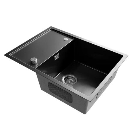 Кухонная мойка Ulgran Steel 680x500, черная брашированная сталь, артикул US 680-002