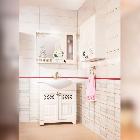 Зеркало со шкафчиком и балюстрадой Бриклаер КАНТРИ 75SB, бежевый дуб прованс, артикул КАНТРИ 75SB