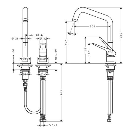 AX Citterio M Смеситель для кухни , цвет полированное золото, артикул 34820990
