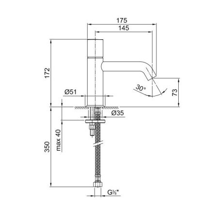 Fantini Nostromo Смеситель для раковины, 1 отв., без донного клапана, излив 145мм, цвет: нержавеющая сталь, артикул 50 93 E903WF