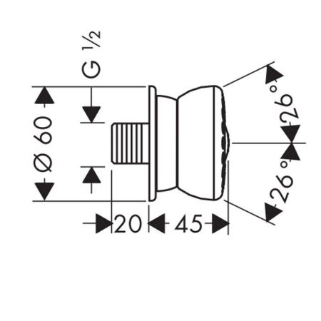 HG Bodyvette Боковая форсунка, 1jet, stop,  G1/2, цвет: хром, артикул 28467000