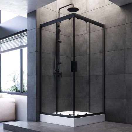 W90G-403-090BT Душевое ограждение Gem Square Slide 90x90 стекло прозрачное, профиль черный матовый,, артикул W90G-403-090BT