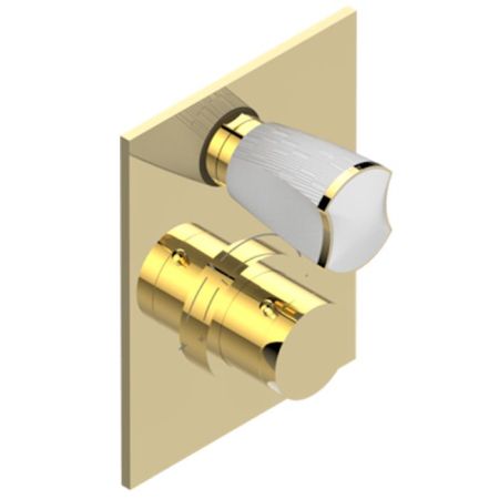 THG INFINI PORCELAINE BLANCHE Смеситель настенный встраиваемый, термостатический, с запорным вентилем, внешняя часть, цвет Matt gold PVD, артикул U2D-H53-5300BE