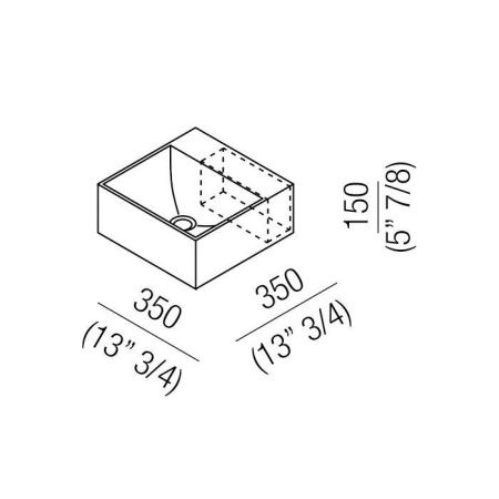 Agape Handwash Раковина подвесная 35x35x15 см, квадратная, без отв., с полочкой, цвет: белый