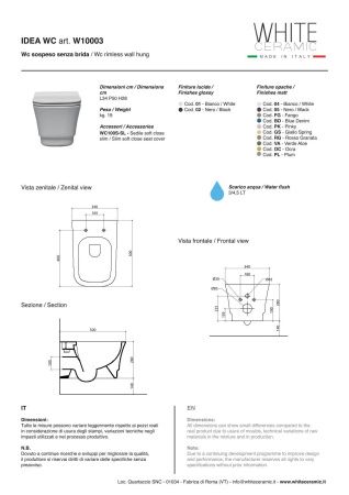 White Ceramic Idea, подвесной безободковый унитаз c крепежом, 51x35x28h см, цвет кофейный матовый