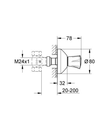 Внешняя часть вентиля GROHE Costa L, красная маркировка, хром (19807001)