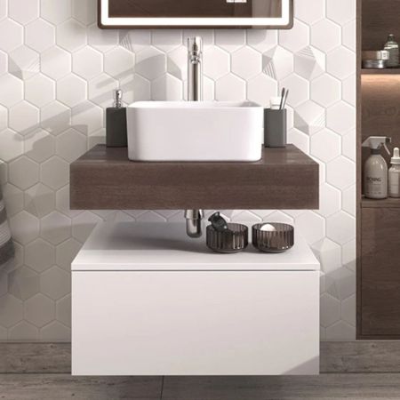 Тумба подвесная без столешницы Velvex Unit tp.UNI.50.1Y белый глянец, 50 см, артикул tp.UNI.50.1Y белый глянец