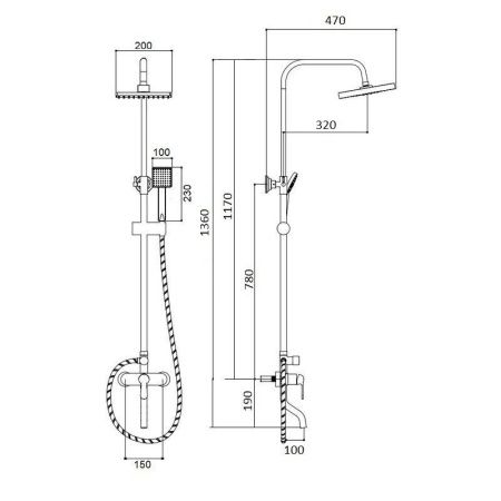 Стойка ECO Quadro душевая BOCH MANN BM7226 Стойка ECO Quadro душевая BOCH MANN BM7226