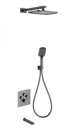 Душевая система с термостатом встраиваемая WONZON & WOGHAND, Темный графит (WW-B4005-BGG), артикул WW-B4005-BGG