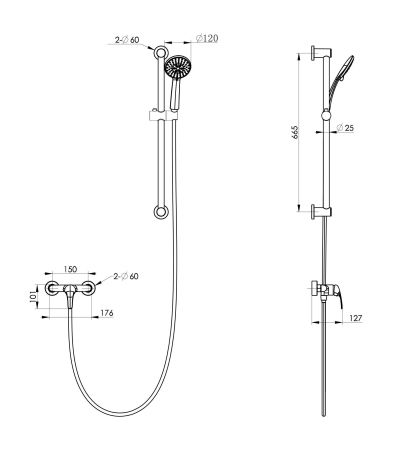Смеситель для душа с гарнитуром WONZON & WOGHAND, Белый матовый (WW-4570-MW)