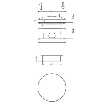 Gessi  Автоматический донный клапан “Stop&Go” для раковины c переливом, цвет: Finox Brushed Nickel, артикул 01408#149