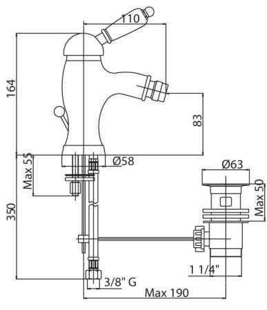 Смеситель для биде Cezares Elite ELITE-BSM1-01-M Хром