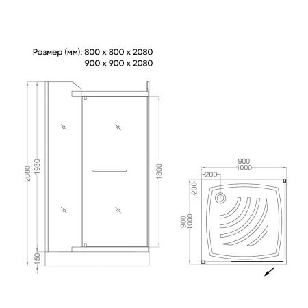 Душевой уголок Rovigo 120х80х195 Рифленое хром RV19-12080PR-02-19C1