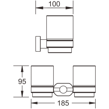 Стакан для ванной комнаты двойной BELZ B90508, вороненая сталь, артикул B90508