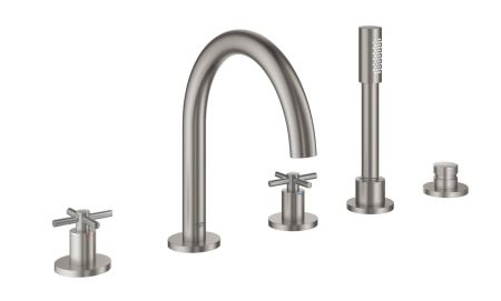 Смеситель для ванны GROHE Atrio New с ручным душем и переключателем, суперсталь (19923DC3), артикул 19923DC3