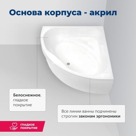 Акриловая ванна Aquanet Vista 150x150 (с каркасом), артикул 00254389