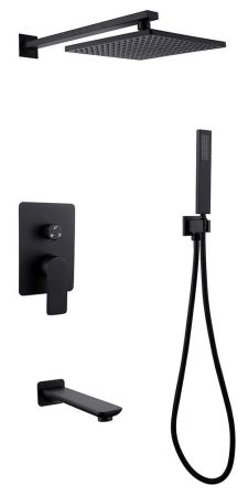 Душевая система ABBER Weiss Insel AF8017B скрытого монтажа с изливом, черная матовая, артикул AF8017B