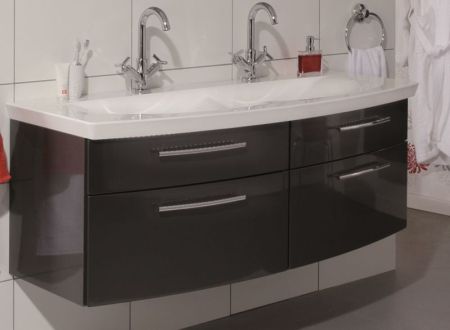 Puris Classic line, тумба двойная под раковину 1400 мм, цвет белый высокоглянцевый, артикул WUA35146M(722/161)