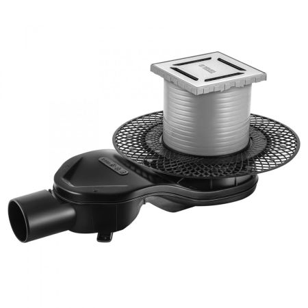 Трап BERGES водосток PLATZ Norma 100х100, хром глянец, S-сифон D50 H60 боковой, артикул 091158