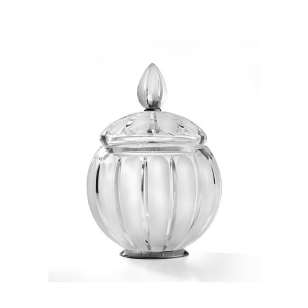 3SC MONTBLANC Баночка универсальная, D12хh18 см, с крышкой, настольная, цвет: прозрачный хрусталь/хром, артикул MB49ACRSL