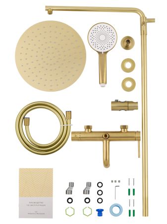 Душевая система WONZON & WOGHAND STICK, Брашированное золото (WW-88739017-BG), артикул WW-88739017-BG