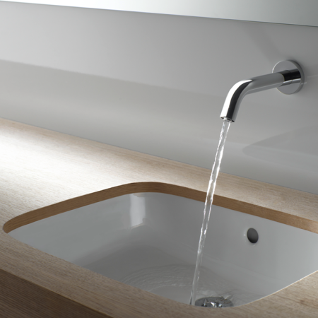 TOTO PUBLIC Раковина 540x460x167мм, встраиваемая снизу, без отв.под смеситель, с переливом, CeFiONtect, цвет:  белый, артикул LW765Y#XW