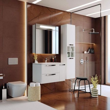 Шкаф пенал Roca Lago 35 857297806 подвесной Белый глянец, артикул 857297806