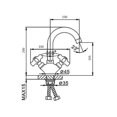 Смеситель для кухни D-Lin D153807-D, хром