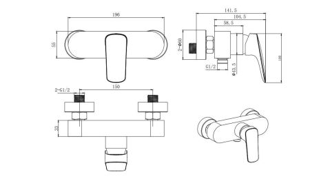 AQ1060CR ВЕГА смеситель для душа + AQ2011CR ВЕГА душевой гарнитур 3jet 73см, артикул AQ1032CR