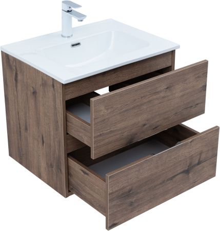 Тумба под раковину Aquanet Алвита New 60 2 ящика, дуб веллингтон табак, артикул 00334184