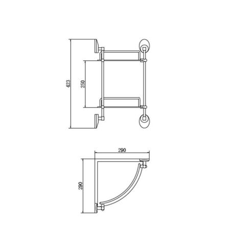 Полка стеклянная угловая FASHUN A1607-2, хром, артикул A1607-2