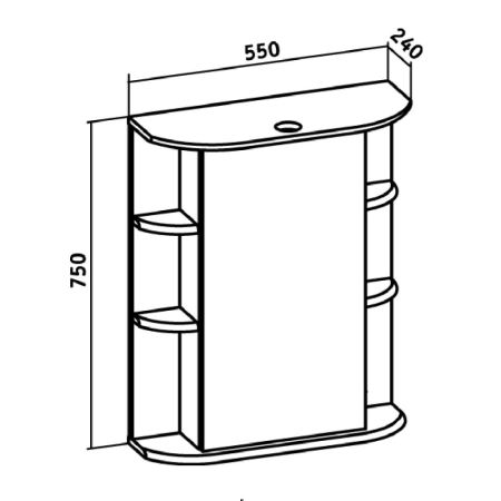 Зеркальный шкаф Runo правый Гиро 55 (00000000020), артикул 00000000020