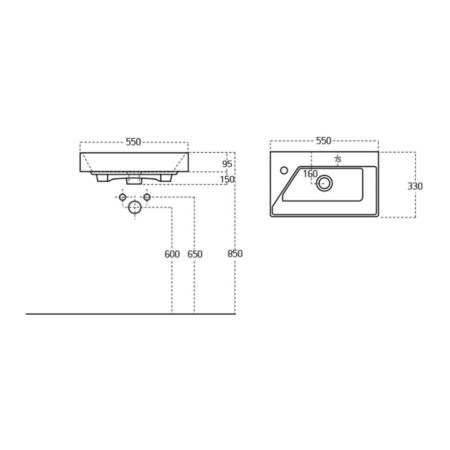 Раковина Dreja Slim 17055-KL, 55 см, артикул 17055-KL