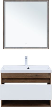 Тумба под раковину Aquanet Тренд 75 дуб рустикальный/белый сатин, артикул 00345118