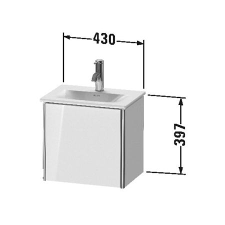 Duravit XSquare Тумба подвесная под раковину # 073345, 1 дверца, петли слева, 397x430x308мм, цвет White High Gloss, артикул XS4220L2222