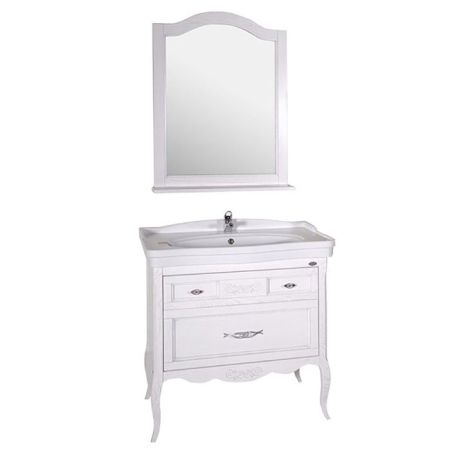 Зеркало ASB-Woodline Модерн 85 Белый патина серебро