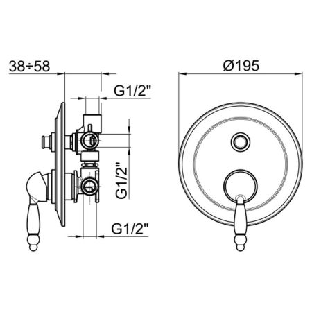 Смеситель для душа встраиваемый Webert Dorian DO860101065, бронза, артикул DO860101065