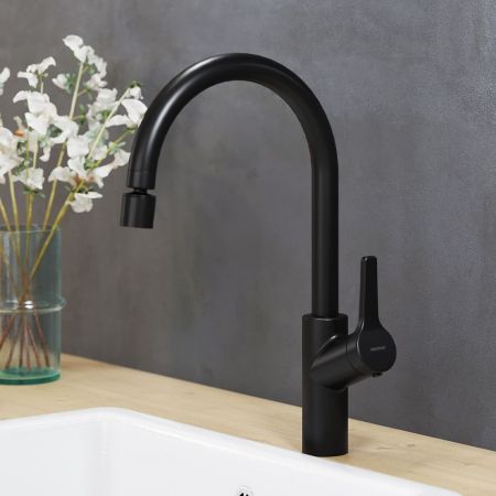 310722300 Eclipse, смеситель для кухни с двухрежимным регулируемым аэратором, черный, артикул 310722300