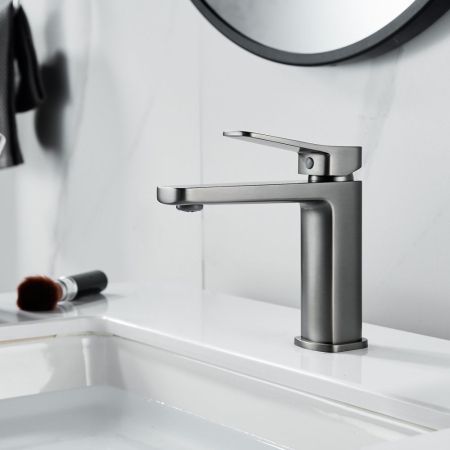 Смеситель для раковины Raffine F0199T, оружейная сталь