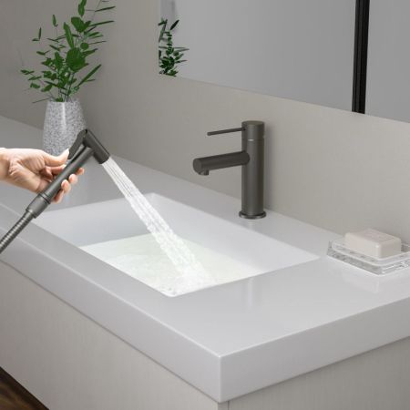 Смеситель для раковины с гигиеническим душем Timo Saona черное золото (2360/18G), артикул 2360/18G