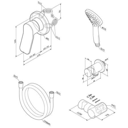 Смеситель для душа AM.PM X-Joy FB85A2H000 Хром Смеситель для душа AM.PM X-Joy FB85A2H000 Хром