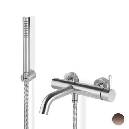 Newform X-STEEL 316 Смеситель для ванны с ручным душем, кронштейном, шланг: 150 см, цвет: PVD Brushed copper bronze, артикул 69640CX.59.067