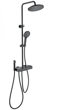 Душевая система с термостатом WONZON & WOGHAND MUSE Forte, Черный матовый (WW-B3580-MB), артикул WW-B3580-MB